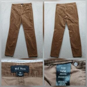 Well Worn High Rise Corduroy Skinny Pants Women 10/30 Brown Tan Stretch EUC